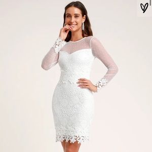 White Lace Long Sleeve Dress
